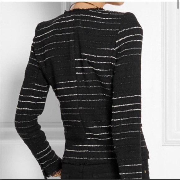 Isabel Marant Black Tweed Striped Glenn Jacket Medium - Picture 9 of 16